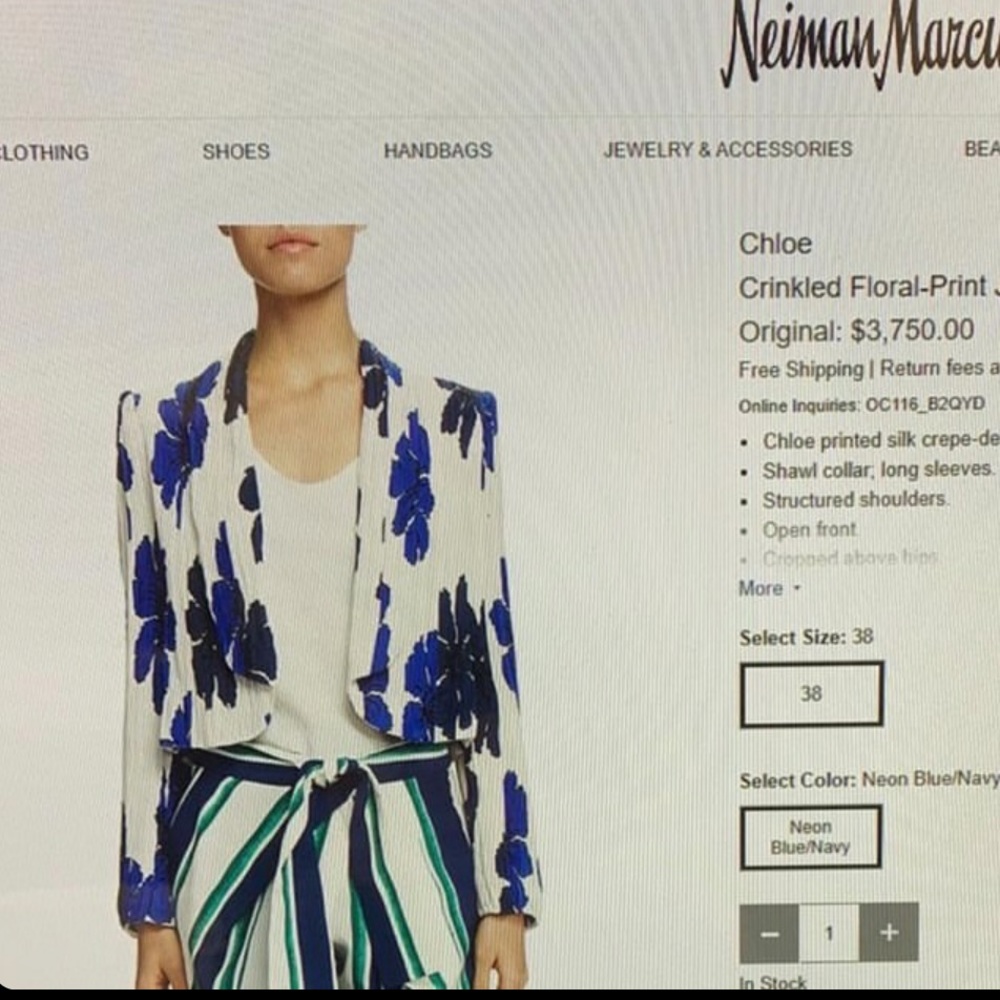 $3,750 NWOT Chloè Crinkles Floral Print Blazer
